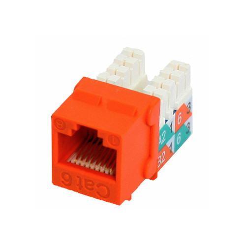 Quest Technology NKJ-6504 CAT6 Slim-Style 90 Degree Keystone Jack, 8P8C, Orange
