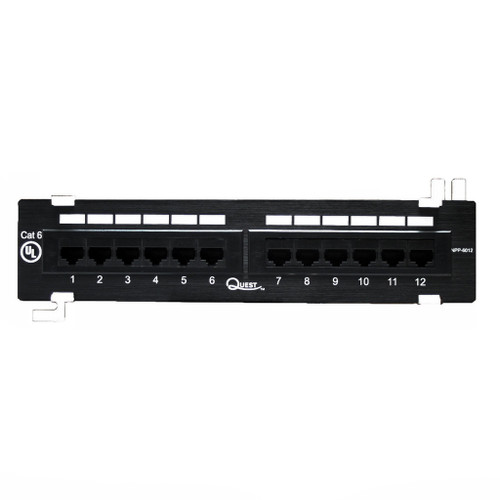 12-Port Patch Panel Cat6 Surface Mnt Bk