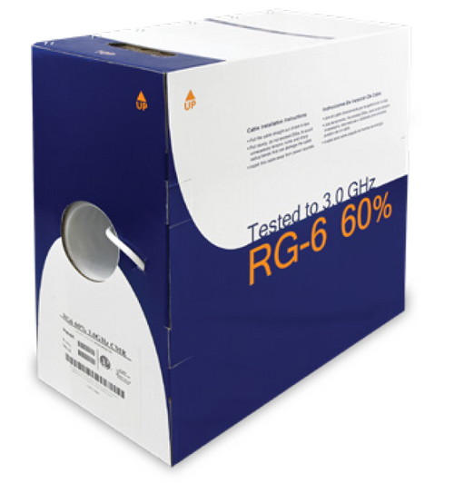 Wavenet RG6URWH4-500 RG-6 60% Dual Shield (CCS) Coaxial Cable, Riser, 500' Reelex II, White