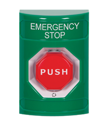 STI SS2109ES-EN Stopper Station, Turn to Reset, Emergency Stop, No Cover, Green
