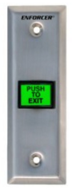 Mullion Illuminated green "PUSH-TO-EXIT" button SS DPST