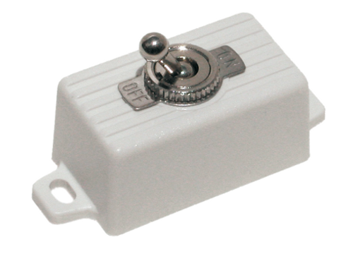 SPST Toggle Switch in plastic case with 6" wire leads. Rated