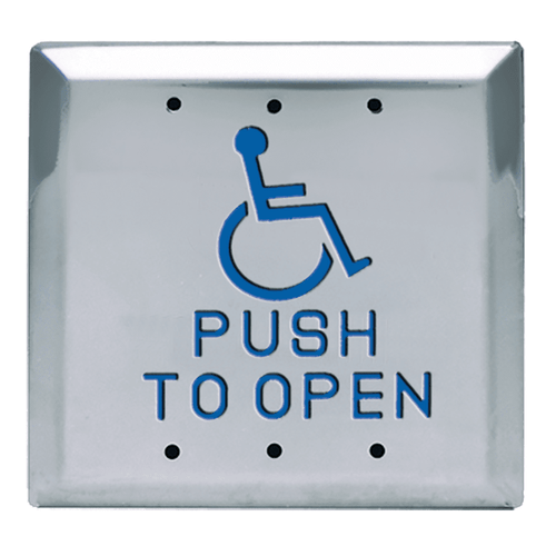 SDC 482A4U Square Push Plate Switch, Push to Open, Blue Infill