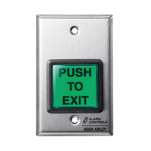 Alarm Controls TS-2-2 Request to Exit Station, Square Push Button, Single Gang, Stainless Steel