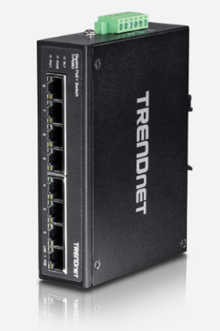 8-Port IndSwitch 8-GB PoE+200W DinMnt ReqPS NDAA