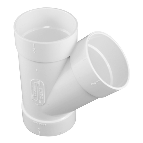 Vaculine 765525W 45 Degree Wye, 3-Way, White