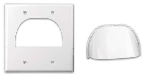 Vanco 120624X Dual-Gang Bulk Cable Wall Plate, White