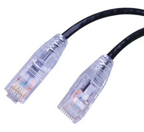 Patch Cable Cat6 1' Super Slim 550MHz Non-Booted Bk