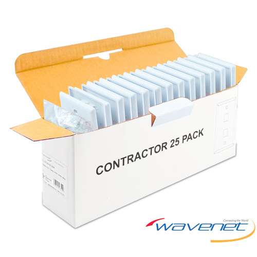 Wavenet FP02PWH-25PK 2-Port Single-Gang Flush Style Faceplate, White, 25 Pack