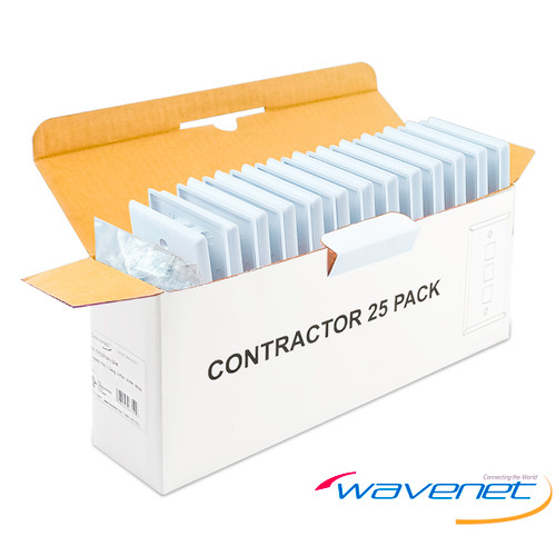 Wavenet FP03PWH-25PK 3-Port Single-Gang Flush Style Faceplate, White, 25 Pack