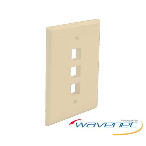 Wavenet OSWP03IV Oversized Faceplate without ID Windows, 3-Port, Single Gang, Ivory