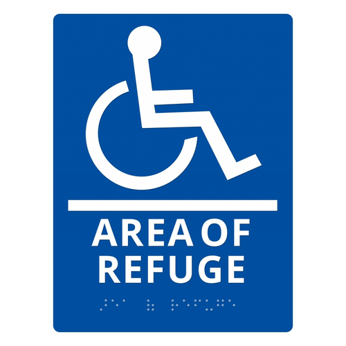 Alpha Communications RSN7044 Area of Refuge Wall Sign, Blue