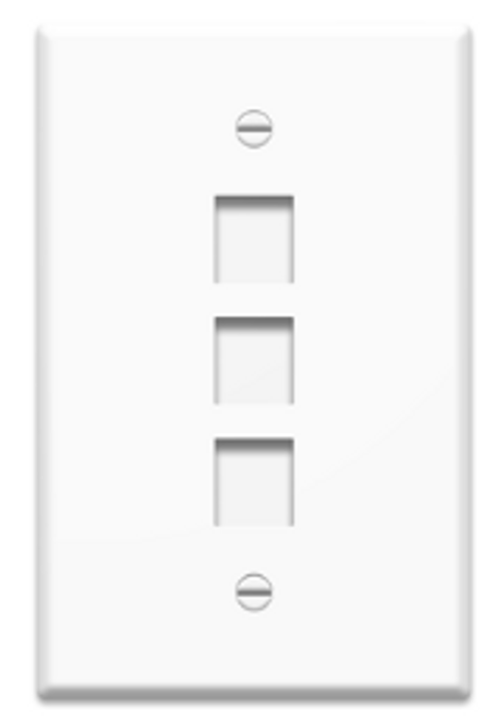 1-Gang 3-Port Mid Wallplate Wh .