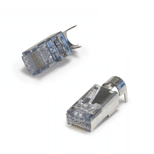 Platinum Tools 100027C ezEX 48 Shielded CAT6A Connector, External Ground, Clamshell, 25 Pack