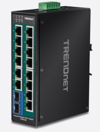 16-Port Industrial GB Switch 14 x GB PoE+ @240W + & 2 GB SFP IP30 DIN & WallMnt Alarm NDAA/TAA