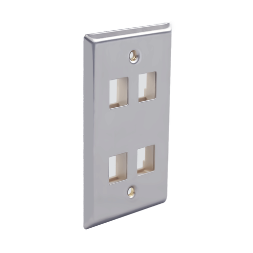 Wavenet SSFP-04P Stainless Steel Faceplate without ID Windows, 4-Port, Single Gang
