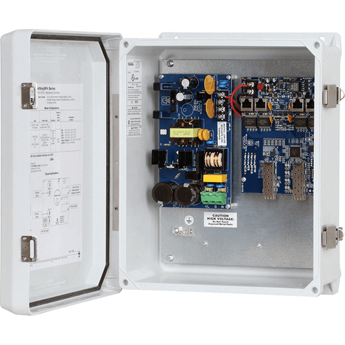 Altronix NetWaySP4WP Dual Fiber Optic SFP 1G Link 4-Port PoE+ Switch and Power Supply