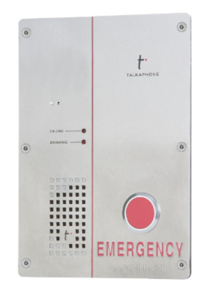 Flush Mount Single Button Analog Phone outdoor-rated, ADA-compliant EMERGENCY label