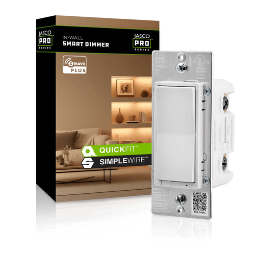 JascoPro Z-Wave In-Wall Smart Rocker Dimmer, White/Light Almond Paddles