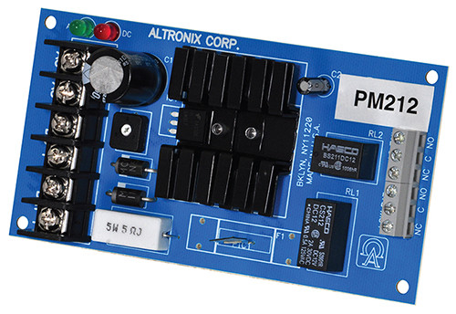Altronix PM212 Linear Power Supply/Charger, Single Output, 12VDC @ 1A, 16VAC, Board