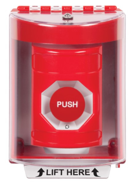 Surface Mount Stopper Station Red with Cover Turn to Reset No Text