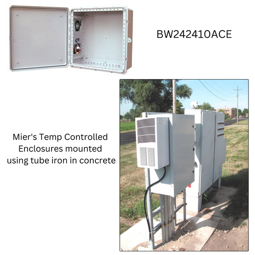 Outdoor NEMA 4X 24x24x10 Poly Enclosure with A/C Gy Dropship Only