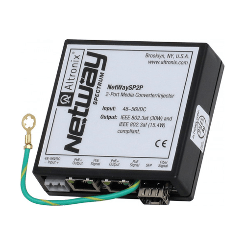 Altronix NetWaySP2P 3-Port Ethernet to Fiber PoE+ Hardened Switch/Media Converter