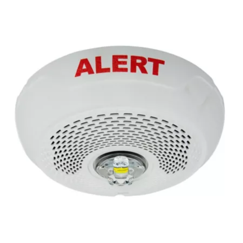 System Sensor SPSCWLED-CLR-ALERT LED Speaker Strobe, 2-Wire, White, Ceiling, Marked ALERT