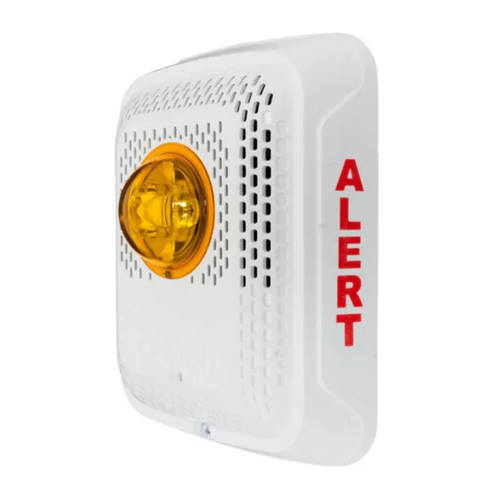 System Sensor SPSWLED-ALERT L-Series LED Indoor Speaker Strobe, Wall, White, Amber Lens, ALERT