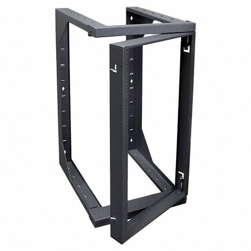 Wall Mount Open Frame Swing Out Rack, 20RU, 12-24 Tapped Rails, 18" Deep, Black