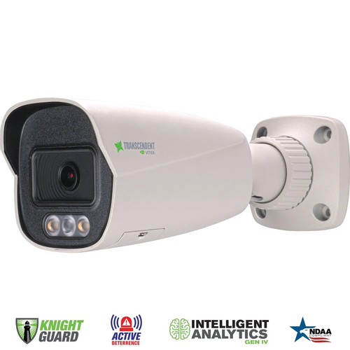 8MP IP OD Bul 2.8mm 130' WhL/IR P12 TDN WDR Analytics Mic Spk NDAA Wh