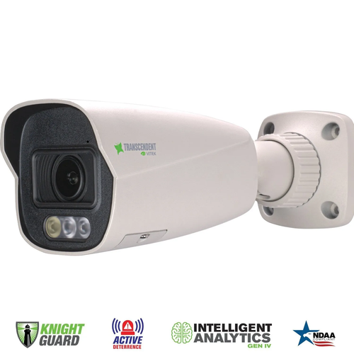 4MP IP OD Bullet 2.8-12mm Motorized Lens 130' WhiteL/IR P12 TDN WDR Analytics Mic Spk NDAA White