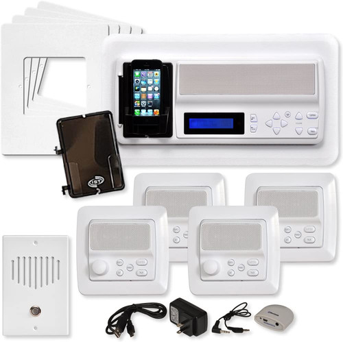 Intrasonic R-MV4PAC 4-Room Vertical Intercom System Kit in White