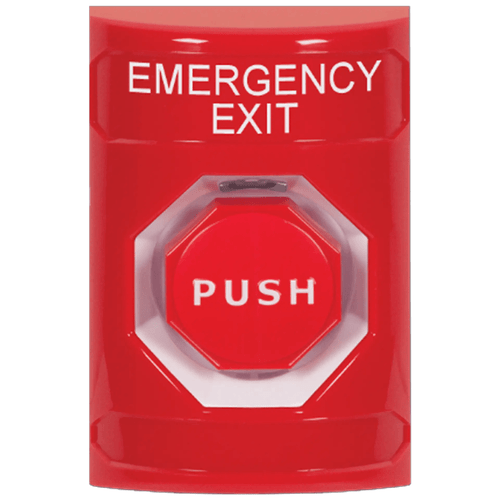 STI SS2002EX-EN Red No Cover Key to Reset Stopper Station w/Emergency Exit Label English