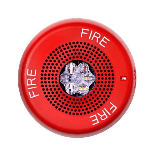 Eaton Wheelock ELMTSRC Eluxa Multitone Horn Strobe, LED, Ceiling, Red, FIRE, Clear Lens, 24V, Indoor