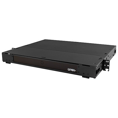 Premium 1U Fiber Patch Panel With Front Protection, Accepts 3 Adapters Or Mtp/Mpo Cassettes, Black, No Lock, Includes Cable Management Pieces