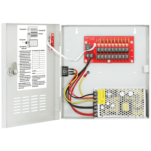 Seco-Larm PC-U0910-PULQ 12VDC Switching CCTV Power Supply, 9 Outputs, 10A Total