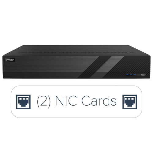 InVid Tech PN3A-16X16FNH/10TB 32CH 4K NVR w/16 Plug & Play Ports, (2) NIC Cards, 4 HD Bays, 10TB HDD