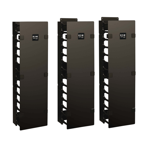 Eaton Tripp Lite SmartRack 6in Wide High Capacity Vertical Cable Manager, Double Finger Duct w/Cover