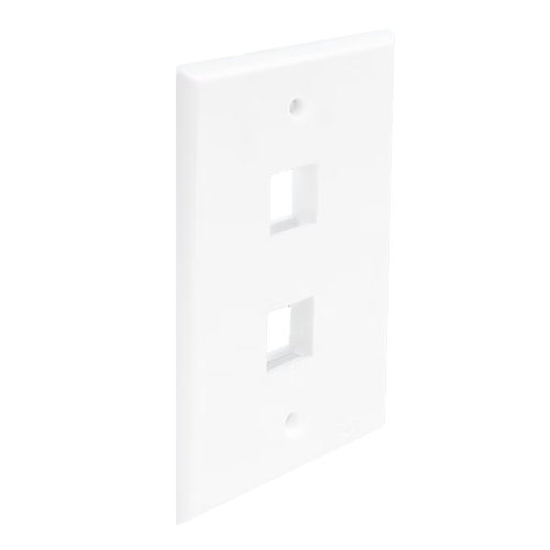 Wavenet FP02PWH 2-Port Single-Gang Flush Style Faceplate, White