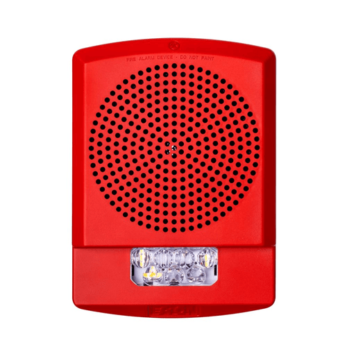 Eaton Wheelock ELMTSR Eluxa Multitone Horn Strobe, LED, Wall, Red, FIRE, Clear Lens, 24V, Indoor