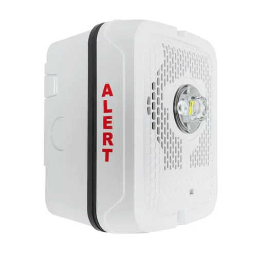 System Sensor SPSWKLED-CLR-ALERT Outdoor Speaker Strobe, LED, White, Alert, Clear Lens, Wall