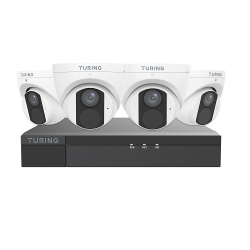 Turing Video TLK4T441 LITE Kit 4MP Turrets x 4, 4CH PoE NVR 1TB