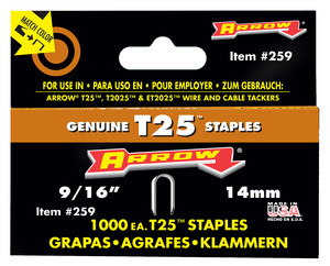 Arrow T25 Round Crown Wire/Cable Staples