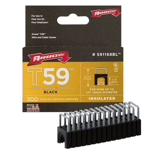 Arrow T59 Insulated Cable Staples, Black