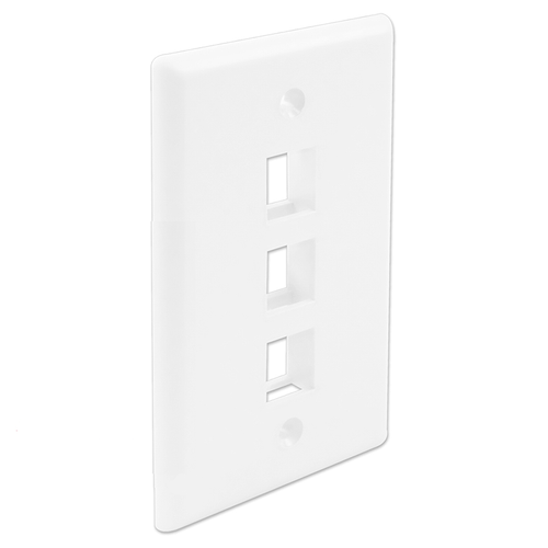 Wavenet FP03PWH 3-Port Single-Gang Flush Style Faceplate, White