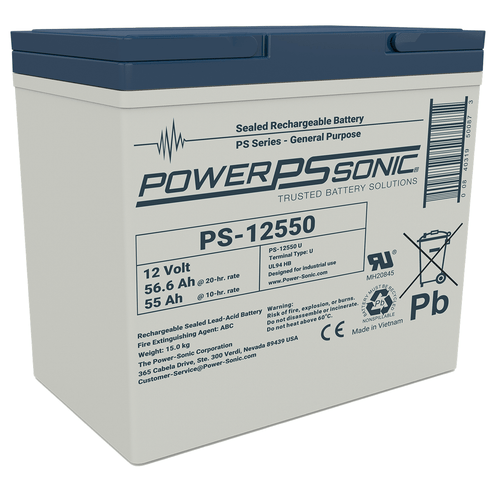 Power Sonic PS-12550 12V 55Ah General Purpose VRLA Battery