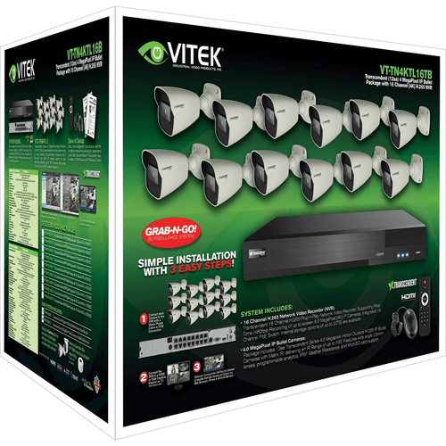 Vitek VT-TN4KTL164TB-2 16-CH 4 MegaPixel PnP IP Surveillance Package