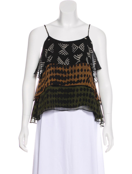 Torn by Ronny Kobo Silk Printed Ruffle Camisole Sz S