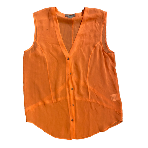 Helmut Lang Sheer Silk Blouse Raw Edge Size US S